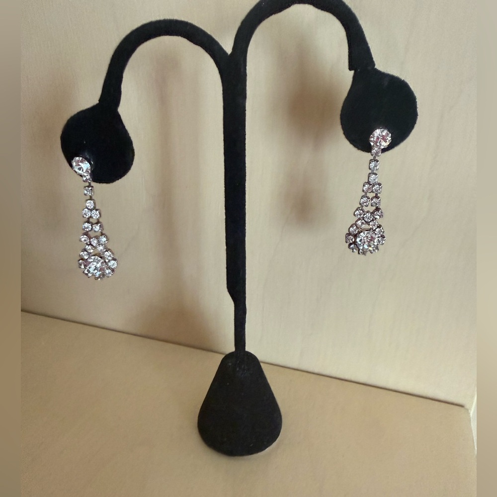Cache Sparkling Silver Drop Earrings - image 1
